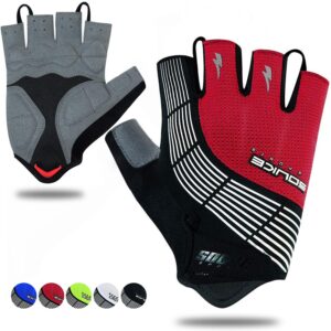 souke sports cycling bike gloves padded half finger bicycle gloves shock-absorbing anti-slip breathable mtb road biking gloves for men/women red x-large