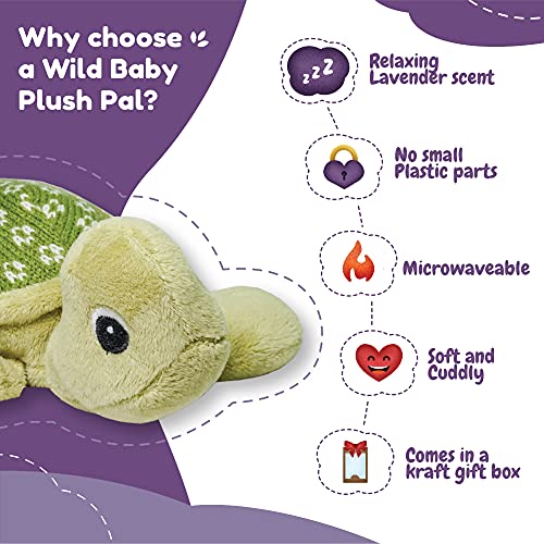 WILD BABY Sea Turtle Stuffed Animals, Warmie for Kids, Microwavable Stuffed Animal, Heatable Stuffed Animals, Squishmallow Plush Pal with Lavender Scented Stuffed Animal - 12 Inch