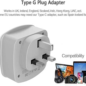 TESSAN US to UK Plug Adapter, Type G Travel Adaptor with 2 USB 2 Electrical Outlets, UK Power Adapter for USA to Ireland England London Scotland British Dubai Kenya Hong Kong Qatar, 2-Pack Gray