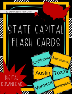 united states capitals flash cards | digital download | 50 flashcards