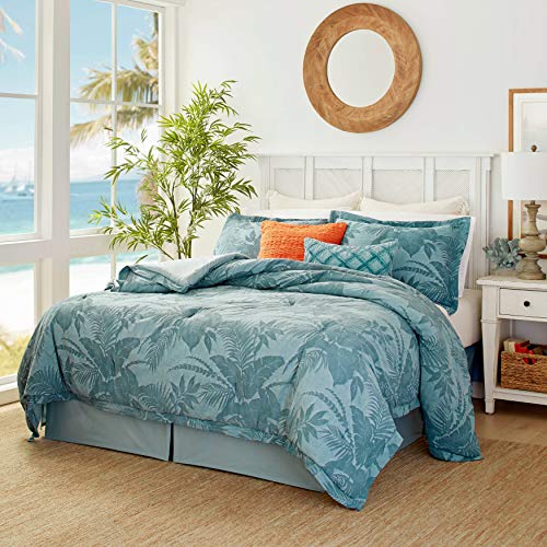 Tommy Bahama - King Comforter Set, Cotton Bedding with Matching Shams & Bedskirt, All Season Home Decor (Abalone Blue, King)