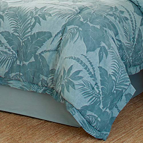 Tommy Bahama - King Comforter Set, Cotton Bedding with Matching Shams & Bedskirt, All Season Home Decor (Abalone Blue, King)