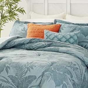 Tommy Bahama - King Comforter Set, Cotton Bedding with Matching Shams & Bedskirt, All Season Home Decor (Abalone Blue, King)