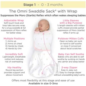 SwaddleDesigns 6-way Omni Swaddle Sack for Newborn with Wrap & Arms Up Sleeves & Mitten Cuffs, Easy Swaddle Transition, Better Sleep for Baby Boys & Girls, Sterling Polka Dot, Small, 0-3 Months