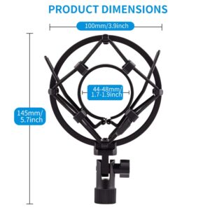 LYRCRO Microphone Shock Mount, Mic Anti-Vibration Suspension Shock Mount Holder Clip for 44mm-49mm Diameter Condenser Mic like MXL V67G V67i V69M V87 550 Studio 24 V76T Babybottle SL