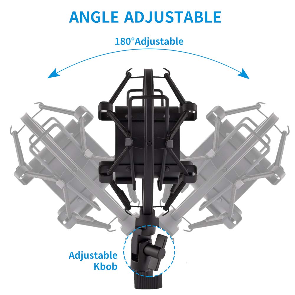 LYRCRO Microphone Shock Mount, Mic Anti-Vibration Suspension Shock Mount Holder Clip for 44mm-49mm Diameter Condenser Mic like MXL V67G V67i V69M V87 550 Studio 24 V76T Babybottle SL