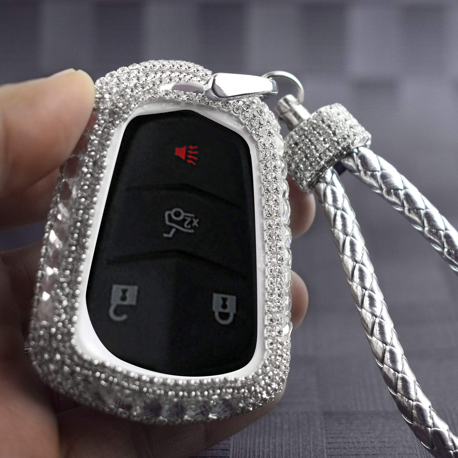 PGONE Car Key Case Key Shell Fob Key Cover Key Chain Lady Key Ring with Bling Rhinestones Diamond Crystals For Cadillac ATSL XT5 CT6 XTS XT4 ATS