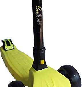 Bee Free 3 Wheel Kick Scooter for Toddlers and Kids, Adjustable Handlebars, Light Up LED Wheels, Foldable, Rear Foot Brake, Wide Stable Deck, Boys and Girls Ages 2-5, Up to 100 LBS, Yellow