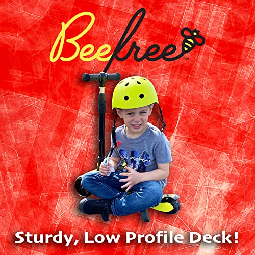 Bee Free 3 Wheel Kick Scooter for Toddlers and Kids, Adjustable Handlebars, Light Up LED Wheels, Foldable, Rear Foot Brake, Wide Stable Deck, Boys and Girls Ages 2-5, Up to 100 LBS, Yellow