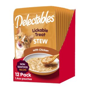 delectables non-seafood stew lickable wet cat treats, chicken, 1.4 oz (pack of 12)