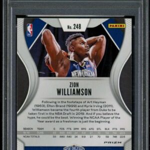 2019-20 Panini Prizm - Zion Williamson - 1st Official Prizm Rookie Card - New Orleans Pelicans NBA Basketball Rookie Card - GRADED PSA 9 MINT RC Card #248