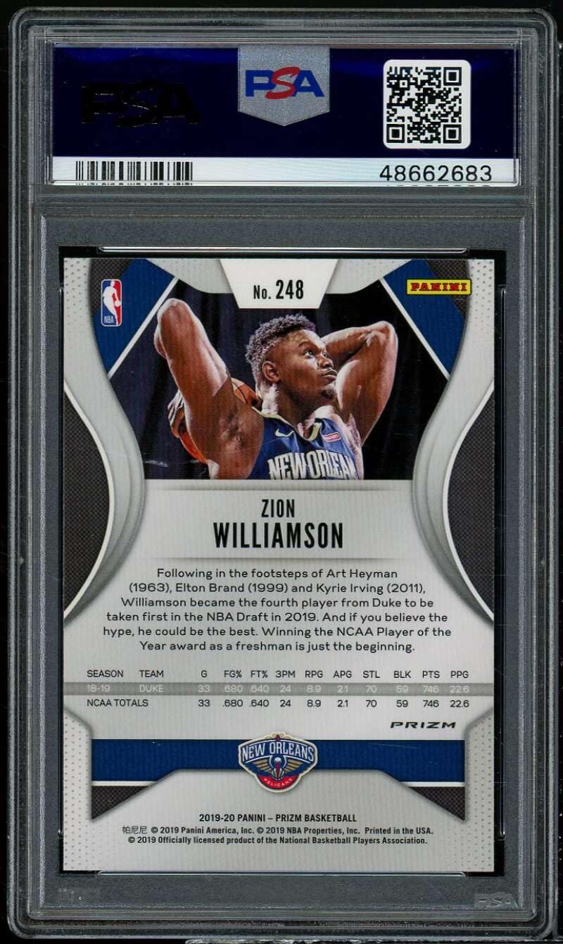 2019-20 Panini Prizm - Zion Williamson - 1st Official Prizm Rookie Card - New Orleans Pelicans NBA Basketball Rookie Card - GRADED PSA 9 MINT RC Card #248