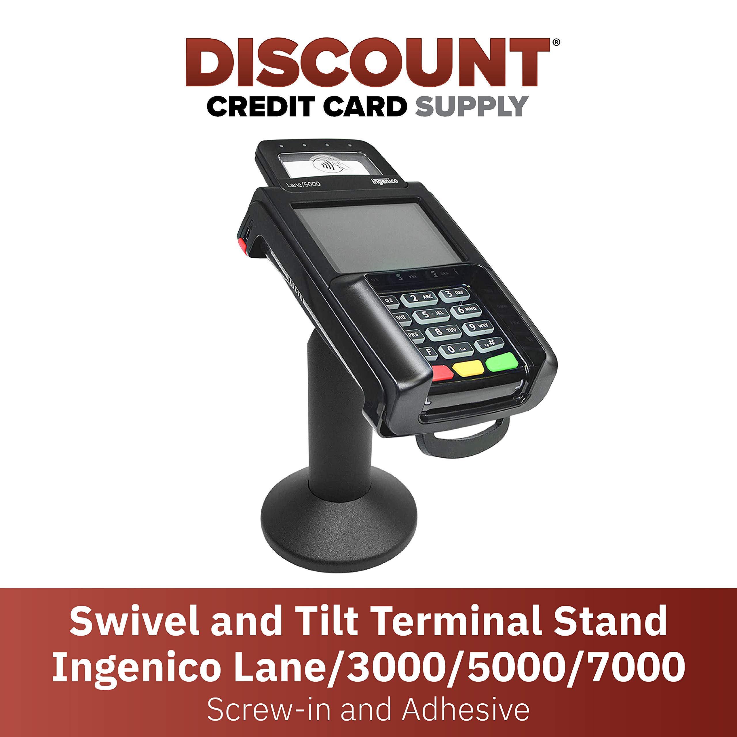 DCCStands Swivel and Tilt Ingenico Lane/3000/5000/7000 Terminal Stand, Screw-in and Adhesive