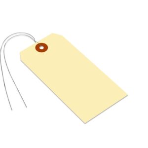 smartsign blank manila shipping tags with wire, size-6, pack of 100, 13pt thick prewired cardstock tag, 5.25 x 2.625 inch paper hang tags with reinforced fiber patch