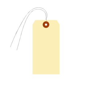 SmartSign Blank Manila Shipping Tags with Wire, Size-6, Pack of 100, 13pt Thick Prewired Cardstock Tag, 5.25 x 2.625 inch Paper Hang Tags with Reinforced Fiber Patch