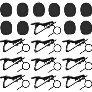 20 Pcs Metal Lapel Mic Clips Sponge Cover Kit, Metal Lavalier Tie Clips with Foam Windscreen Covers, Lapel Microphone Clips Cover Kit