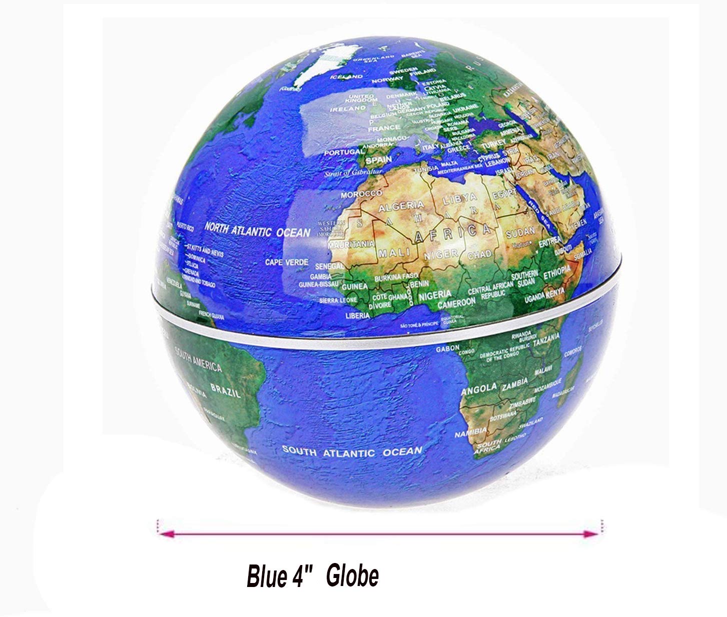 FUGEST Magnetic Floating Globe Levitation 4inch Floating Globe Led Light World Map with C Shape Base (Blue 4" Globe)