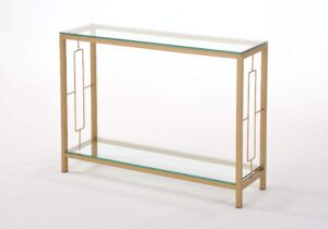 artist unknown gold metal glass accent console sofa table with shelf