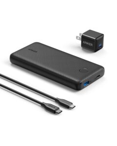 anker portable charger, powercore essential 20000 pd (18w) power bank with 18w usb c charger, high cell capacity 20,000mah power delivery battery pack for iphone 11/11 pro/11 pro max/x/8, samsung