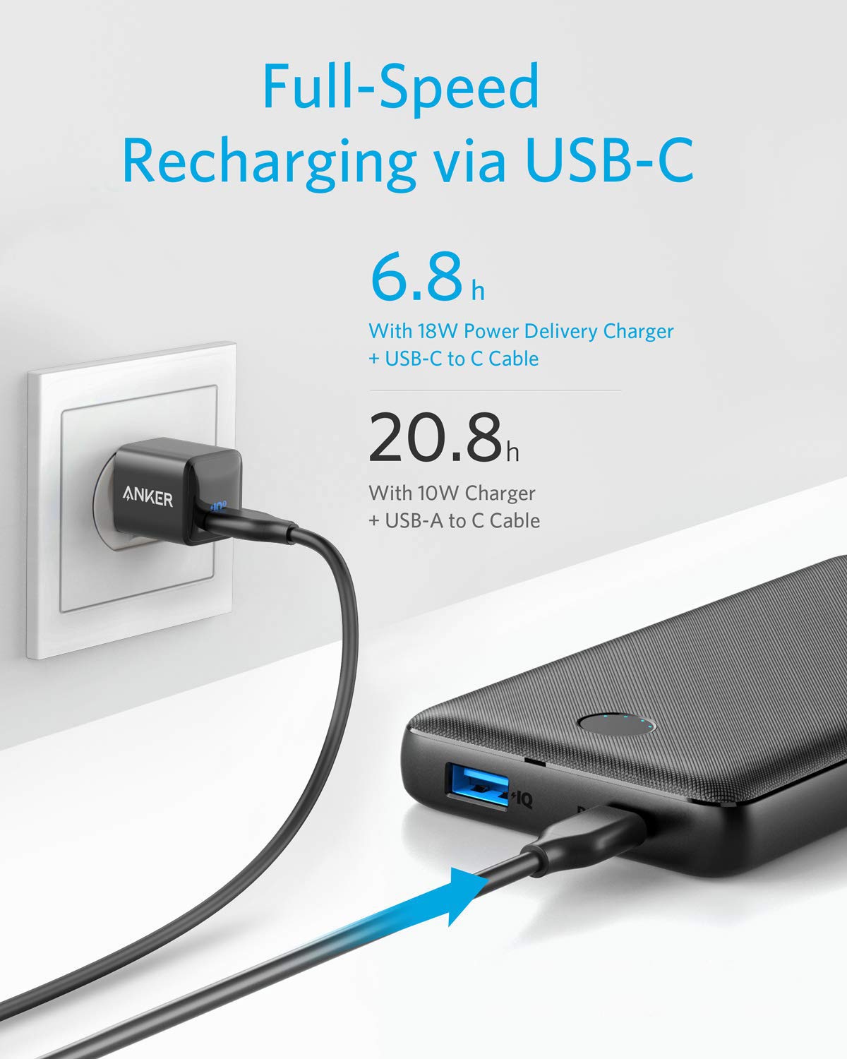 Anker Portable Charger, PowerCore Essential 20000 PD (18W) Power Bank with 18W USB C Charger, High Cell Capacity 20,000mAh Power Delivery Battery Pack for iPhone 11/11 Pro/11 Pro Max/X/8, Samsung