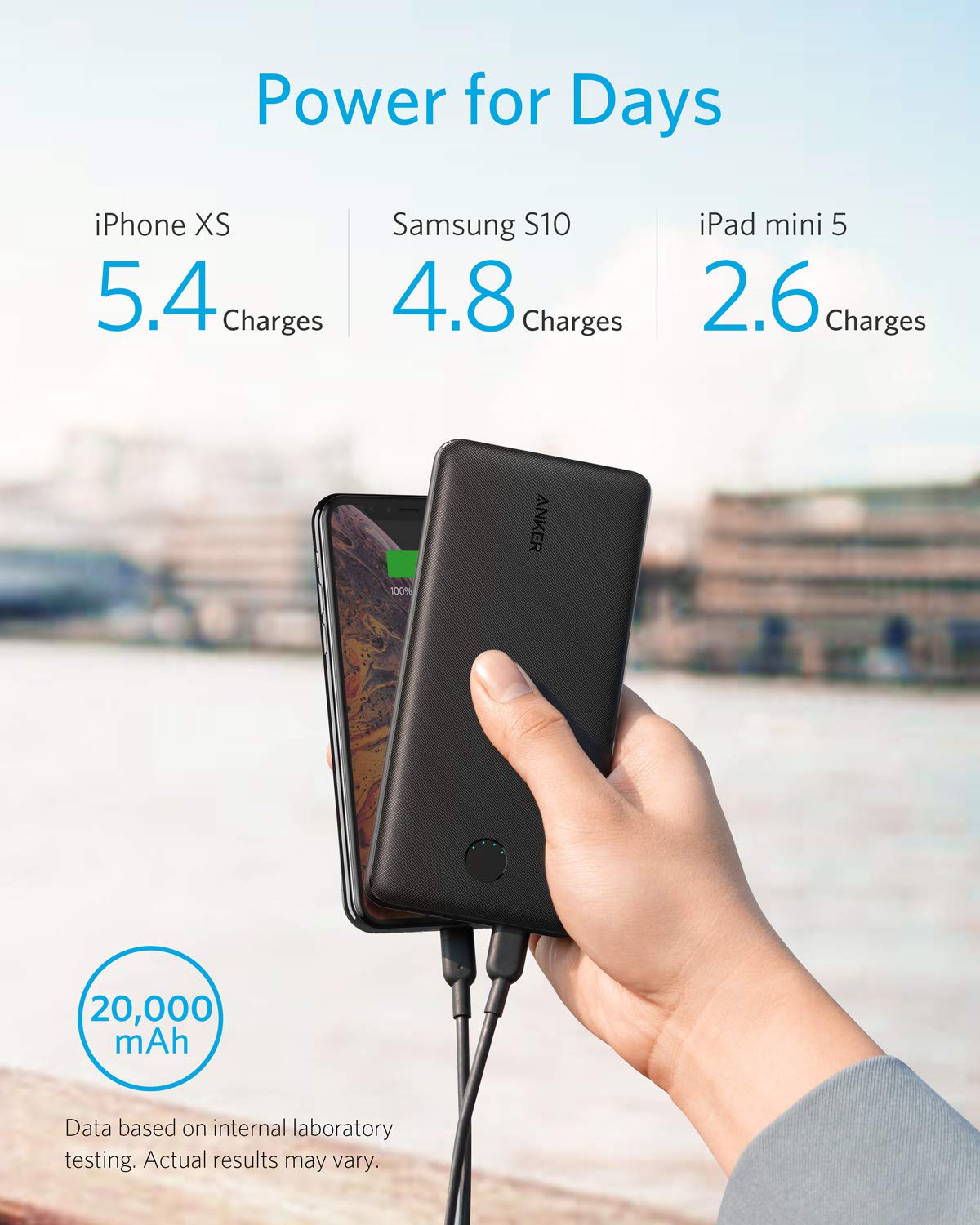 Anker Portable Charger, PowerCore Essential 20000 PD (18W) Power Bank with 18W USB C Charger, High Cell Capacity 20,000mAh Power Delivery Battery Pack for iPhone 11/11 Pro/11 Pro Max/X/8, Samsung