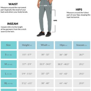 BALEAF Men's Joggers Athletic Pants Lightweight Running Hiking Pants Workout Training Gym Quick Dry Zipper Pockets Light Gray M