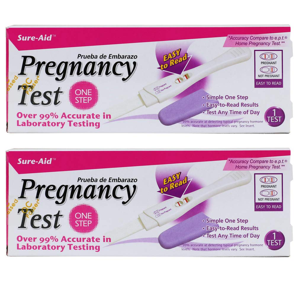 Sure-Aid Pregnancy test | One Step | Over 99% accurate in Laboratory Testing | Easy to Read Results Any Time Of Day | Relieve Anxiety with Fast and Simply One Step Results | 2 Pack