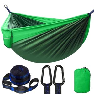 double hammock, camping hammock with 2 tree straps(16+2 loops), two person hammocks with 210t nylon parachute portable lightweight hammock for backpacking, outdoor, beach, travel, hiking, camping gear