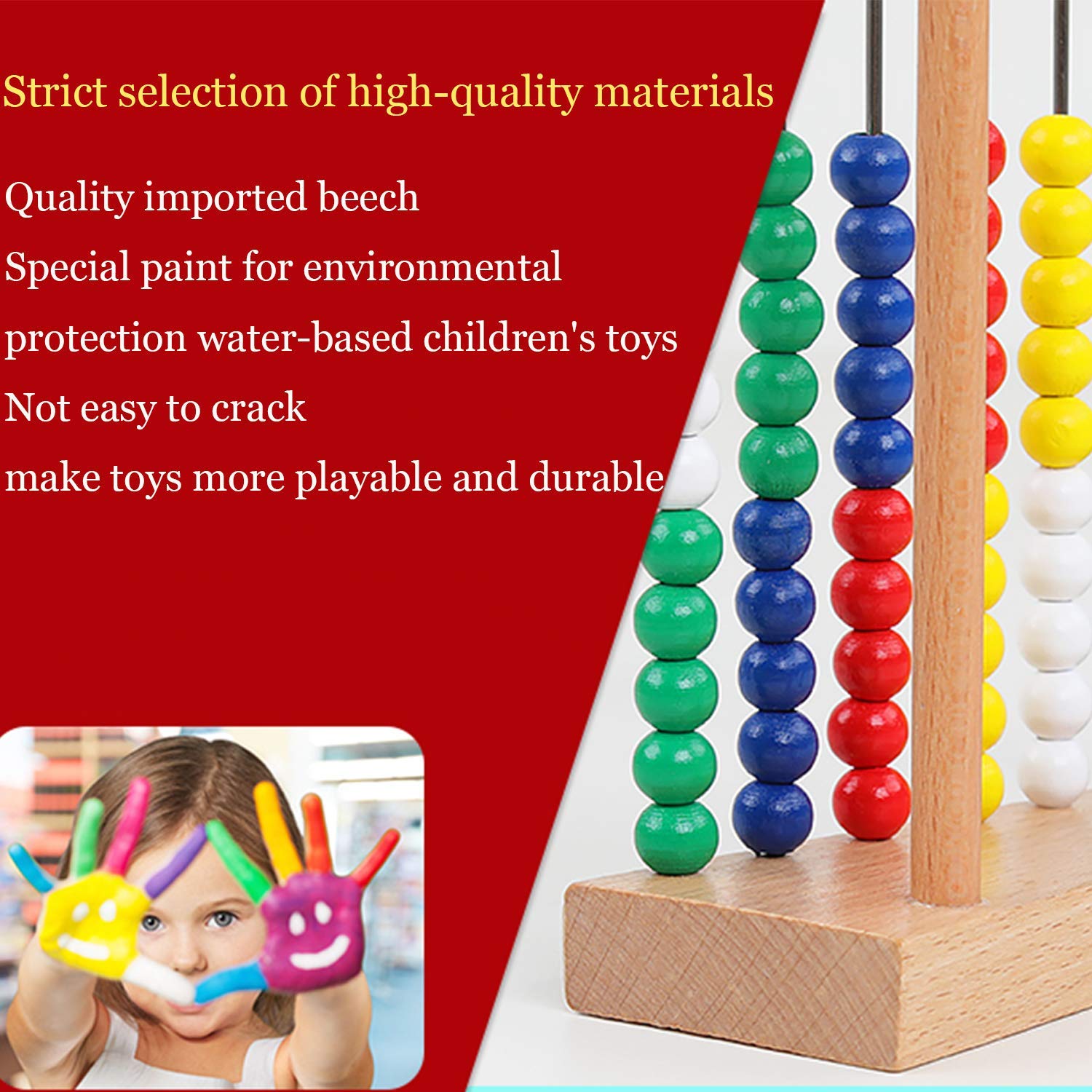 Artist Unknown Abacus for Kids Math Preschool Number Learning Classic Wooden Toy Developmental Toy Wooden Beads 8 Extension Activities Great Gift Toddler Girls and Boys