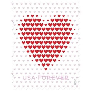 made of hearts sheet of 20 forever first class postage stamps wedding celebration love valentines (1 sheet of 20)