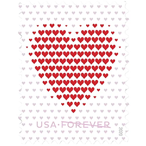 Made of Hearts Sheet of 20 Forever First Class Postage Stamps Wedding Celebration Love Valentines (1 Sheet of 20)