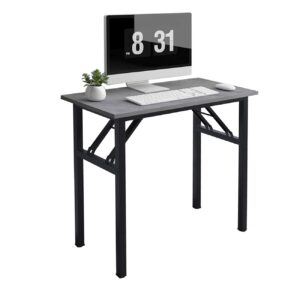 need small computer desk 31.5 inches folding table no assembly sturdy small writing desk folding desk for small spaces, grey ac5-8040-lb