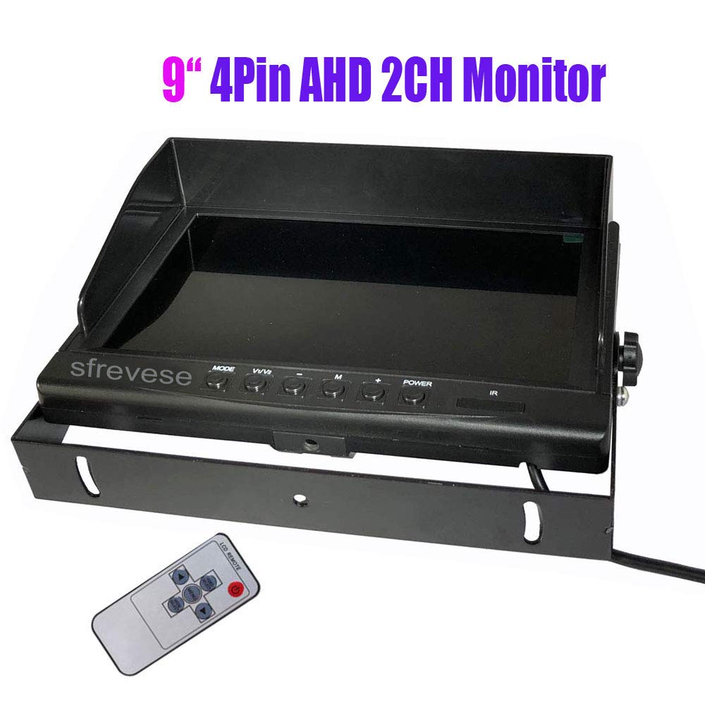 9" 4Pin IPS HD SD DVR Recording 2CH Split Car Rear View Monitor + 2X AHD 1080P Reversing Backup Camera for Bus Long Truck Vehicle Waterproof 12V-24V