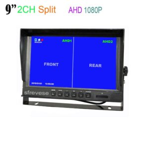 9" 4Pin IPS HD SD DVR Recording 2CH Split Car Rear View Monitor + 2X AHD 1080P Reversing Backup Camera for Bus Long Truck Vehicle Waterproof 12V-24V