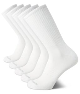 new balance men's athletic arch cushion comfort crew socks (5 pack), size 6-12.5, white