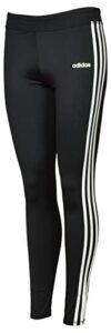 adidas kids girls' performance tight three stripe leggings - xl - black/white