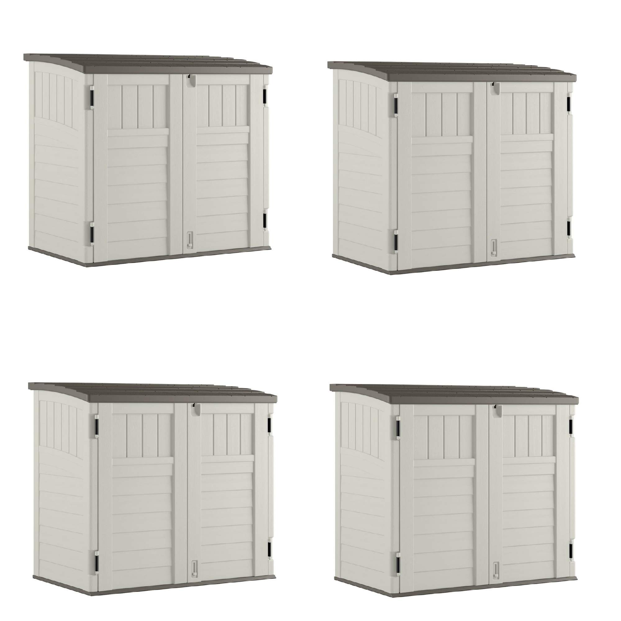 Suncast 34 Cubic Feet Horizontal Backyard Storage Stow Away Shed, Ivory (4 Pack)