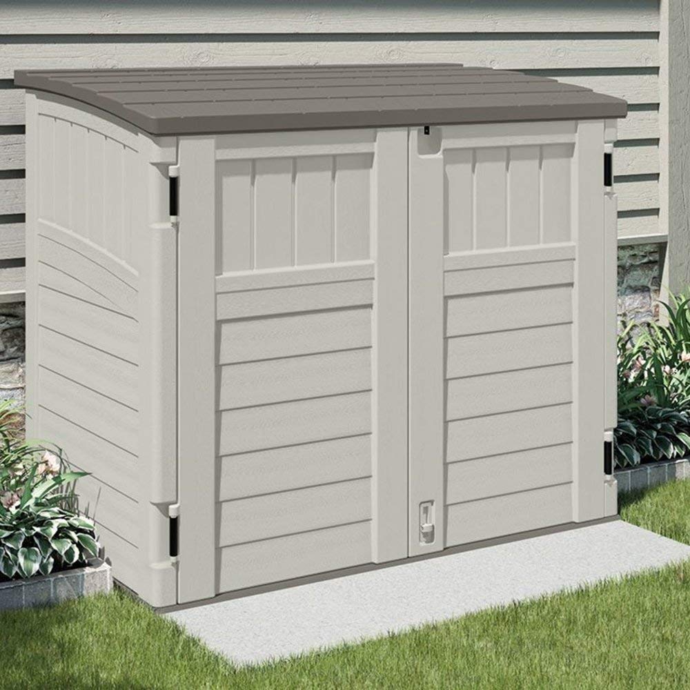 Suncast 34 Cubic Feet Horizontal Backyard Storage Stow Away Shed, Ivory (4 Pack)