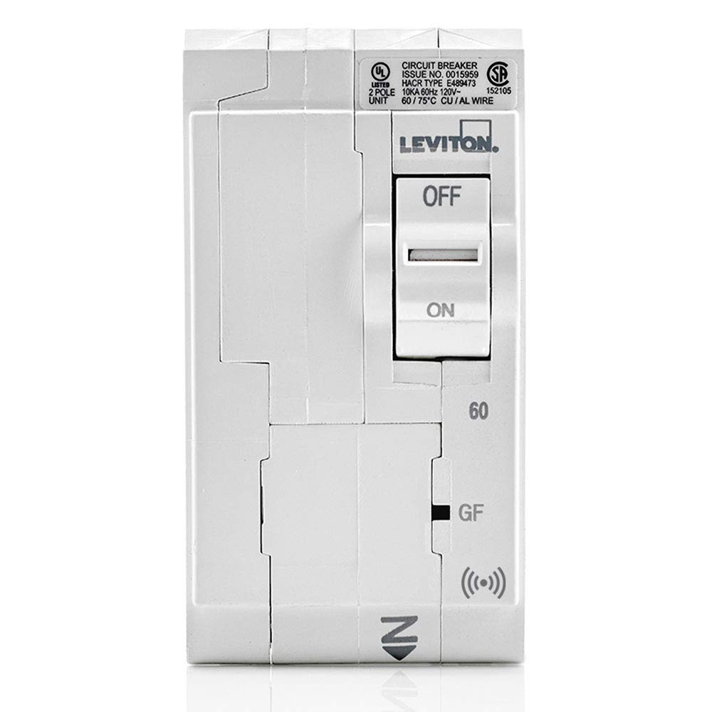 Leviton LB260-S 60A 2-Pole Plug-On Smart Standard Branch Circuit Breaker, Hydraulic Magnetic, 120/240 VAC, White