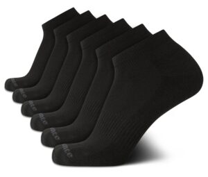 new balance men's athletic arch compression cushion comfort quarter socks (6 pack), size 6-12.5, black