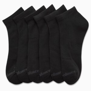 New Balance Men's Athletic Arch Compression Cushion Comfort Quarter Socks (6 Pack), Size 6-12.5, Black