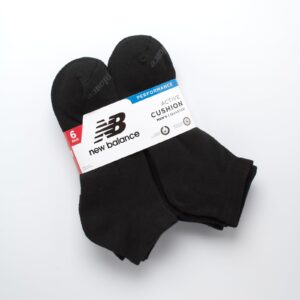 New Balance Men's Athletic Arch Compression Cushion Comfort Quarter Socks (6 Pack), Size 6-12.5, Black