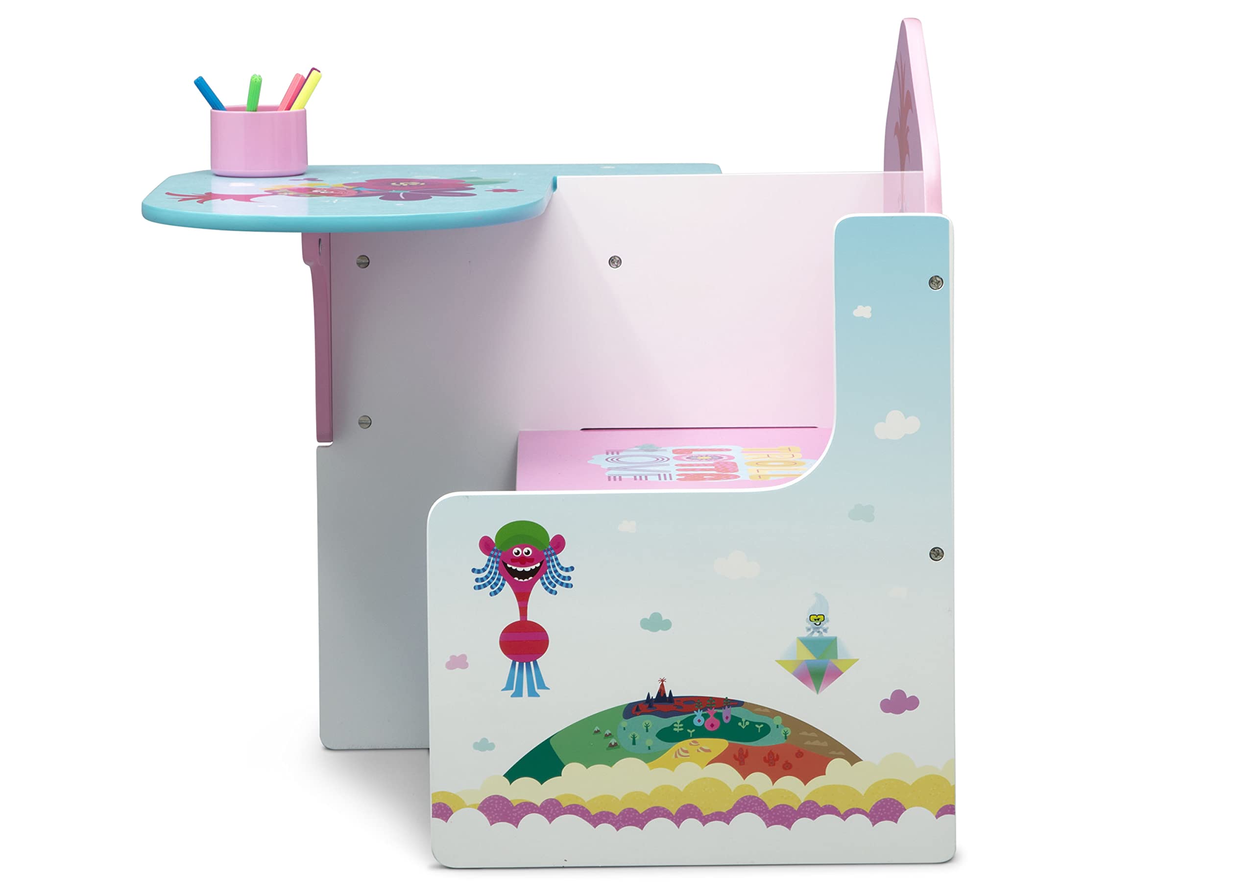 Delta Children Chair Desk with Storage Bin, Trolls World Tour