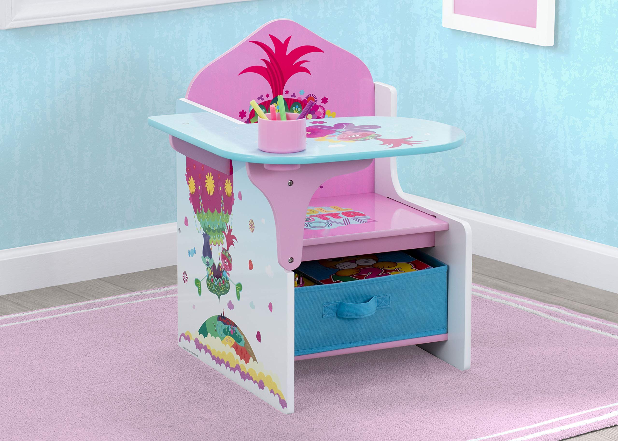 Delta Children Chair Desk with Storage Bin, Trolls World Tour