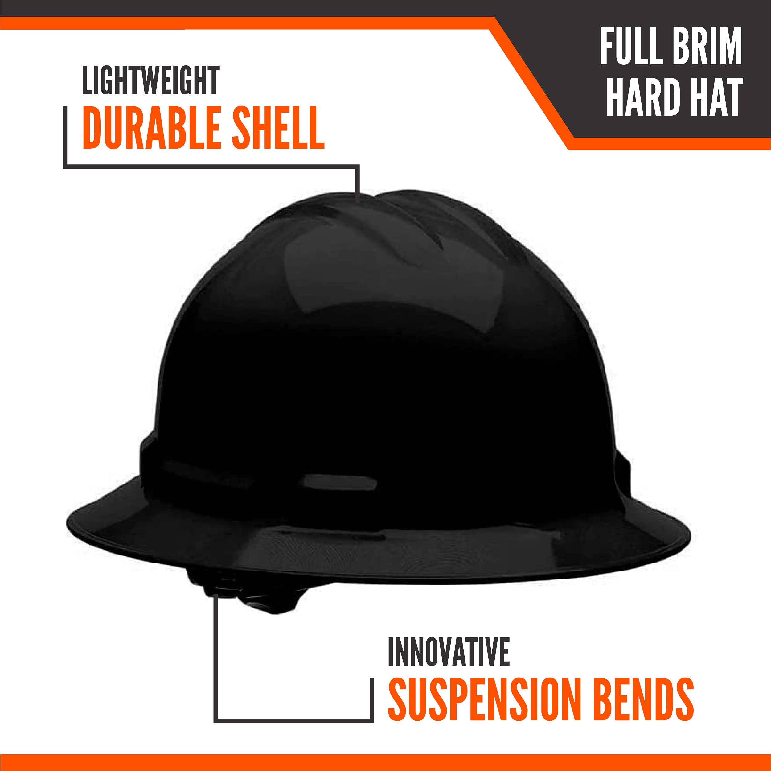 Malta Dynamics Made in US Full Brim Hard Hat, OSHA/ANSI Compliant, Black