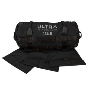 ultra fitness workout exercise sandbags - heavy duty sand-bag, functional strength training, dynamic load exercises, wods, general fitness and military conditioning (large 50-125lbs, black)