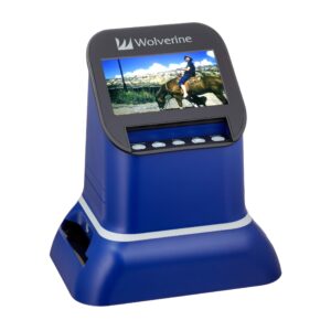 wolverine f2d saturn digital film & slide scanner - converts 120 medium format, 127 film, microfiche, 35mm negatives & slides to digital jpeg - large 4.3" lcd w/hdmi output (blue)