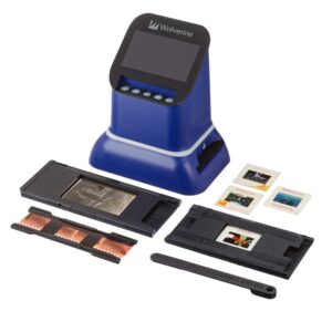 Wolverine F2D Saturn Digital Film & Slide Scanner - Converts 120 Medium Format, 127 Film, Microfiche, 35mm Negatives & Slides to Digital JPEG - Large 4.3" LCD w/HDMI Output (Blue)