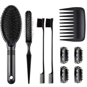 9 pieces wig combs set includes hair edge brush airbag massage comb wide tooth hair comb wig clips for curly straight thick synthetic and human hair