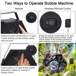 Bubble Machine, VIRFUN Professional Metal Bubble Machine with Wireless Remote Control and Automatic, Outdoor or Indoor Use